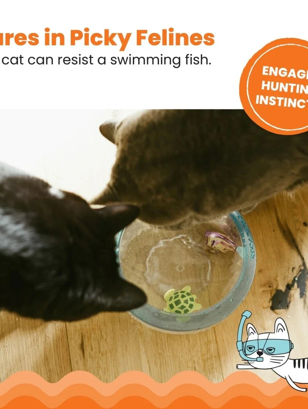 Catstages Meow-smerizing Fish Bowl Interactive Cat Toy-Electronic Swimming Fish